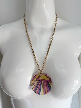 Authentic vintage Emilio Pucci necklace with colorful geometric pendant